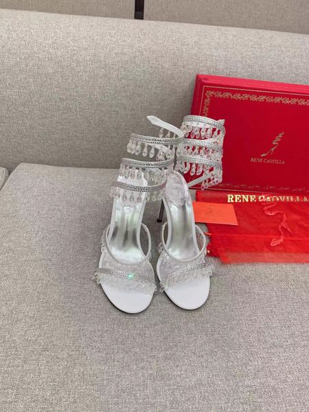 

2022 crystal pendant high-heeled fairy sandals on the feet are fairy-like, Black