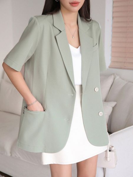 

dazy flap pocket single breasted blazer o5pl#, White