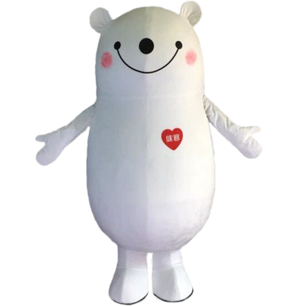 

mascot doll costume white bear mascot costume halloween christmas cartoon animal size fancy dress, Red;yellow