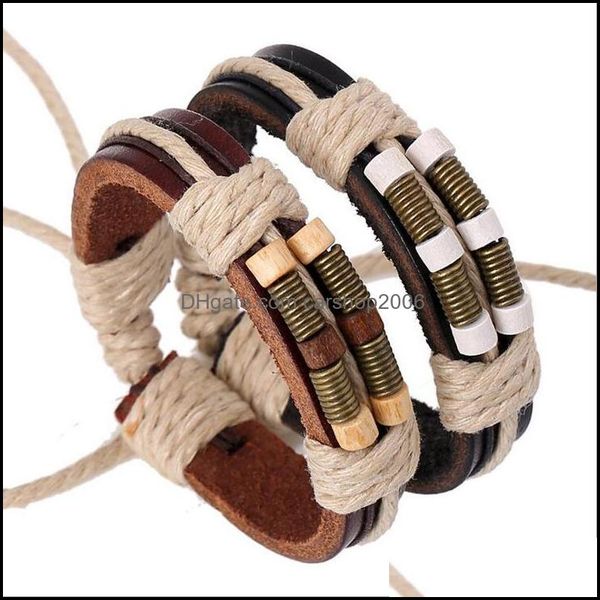 

charm bracelets jewelry men leather bracelet fashion handmade wrap charms wristbands bangles for women man jewerly wholesale 0482wh drop del, Golden;silver