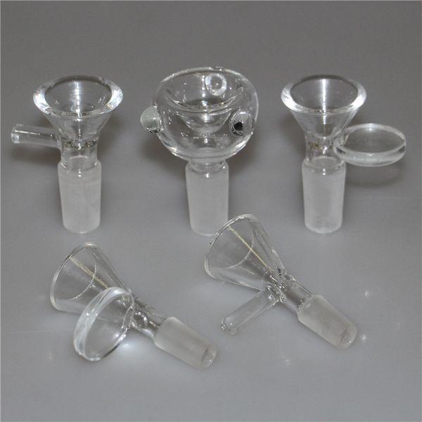 Smoke Dry Herb Schiebeglasschalen 10 mm, 14 mm, 18 mm mit Blumen-Schneeflocken-Filterschale für Bongs Ash Catcher Rauchschalen