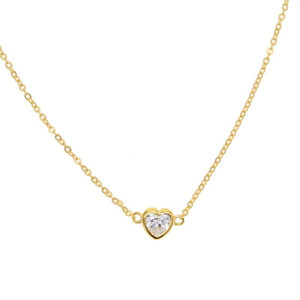 Catene Sterling Silver Fashion Tiny Gold Color CZ Heart Pendant Collana Delicata catena Minimal Chocker per le donne Jewelry2022Chains
