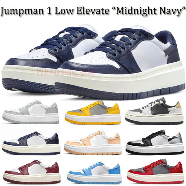 

2022 low 1 casual shoes 1s elevate platform university blue se bred onyx wolf grey team red varsity maize midnight navy men women sneakers t, Black