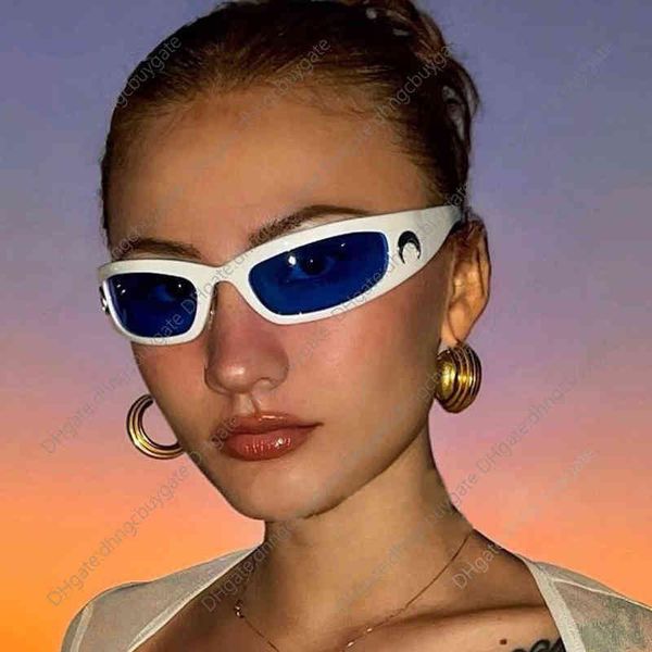 

1:1 moon rectangular brand designer sunglasses for women man vintage outdoor cycling sports hip hop punk sun glasses uv400 trend female medu, White;black