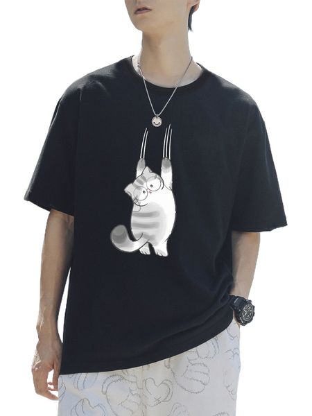 

men cartoon graphic tee v7nt#, White;black