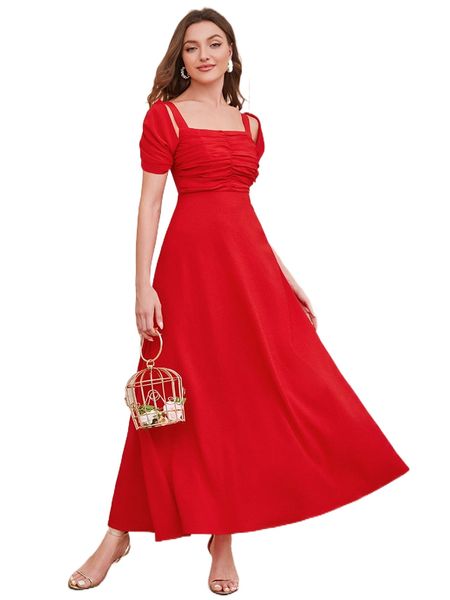 

ruched bust solid dress b2vq#, Black;gray