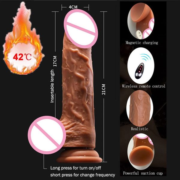 Aquecimento telescópico Vibratorddo Remunha realista Copa do pênis grande pau vibratório Mulher Dildo Adulto Toys Sexy para mulheres Orgam Fast