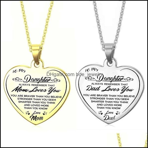 

pendant necklaces to my daughter stainless steel necklace heart pioneering dad mom gift drop delivery 2021 jewelry pendants bdejewelry dhccb, Silver