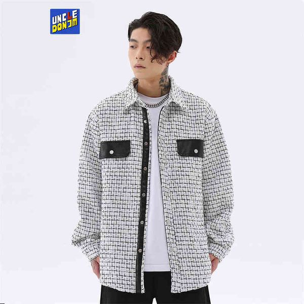 

uncledonjm plaid jackets for men korean fashion varsity jacket men streetwear motorcycle jacket winter jacket men t220728, Black;brown