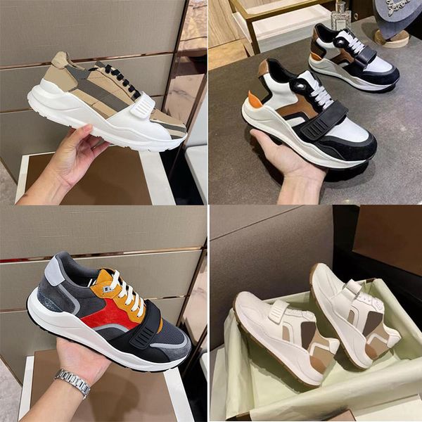 

2022 male designer thick-soled casual shoes striped shoes retro sports leather thick-soled female seasonal lace-up sneakers, Black