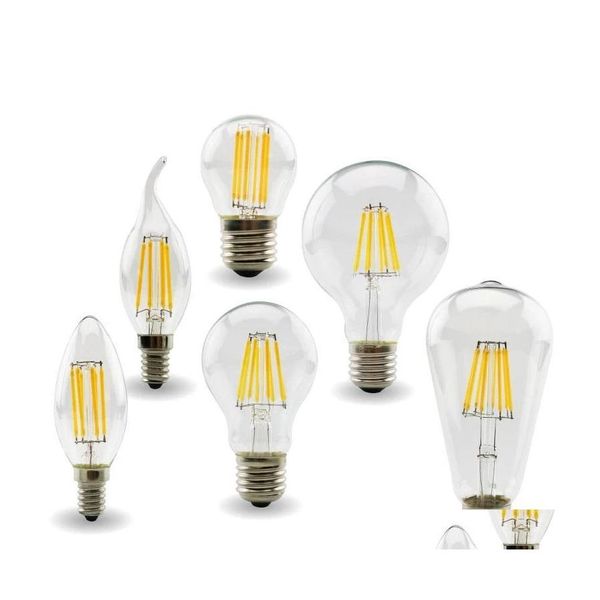 LED-Lampen, Filament, dimmbar, C35, Kerze, Bb, 2 W, 4 W, 6 W, E14 BBS, Licht 110 V, 220 V, Klarglas-Kristall-Kronleuchter, Anhänger, Bodenleuchten, Edis Dhcz7