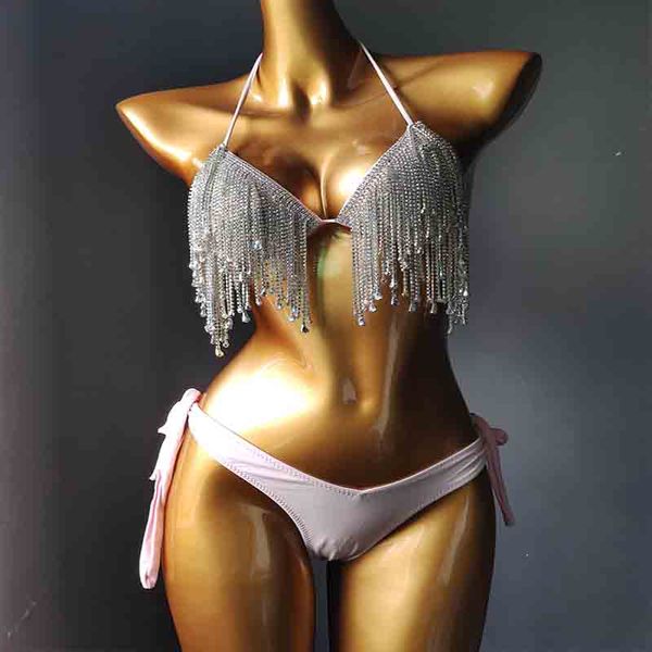 

venus vacation rhinestone bikini set diamond swimwear sexy women bling stones bathing suit push up beachwear