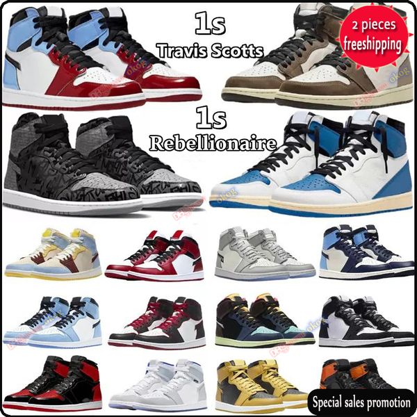 

2022 mens jumpman 1 retro high og basketball shoes 1s chicago heritage university blue royal patent bred atmosphere dark mocha brotherhood s, Black