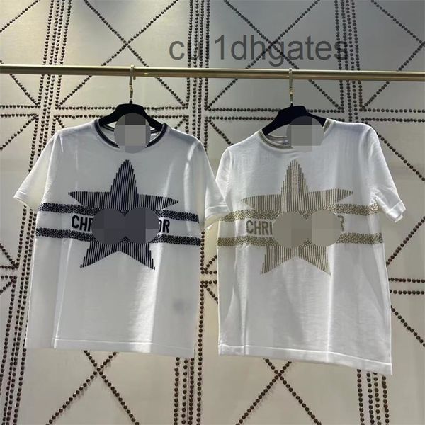 

2022 designer di or t shirt and tees dress d family ~ spring summer 2022 new five pointed star pattern two-color three size round neck t-shi, White