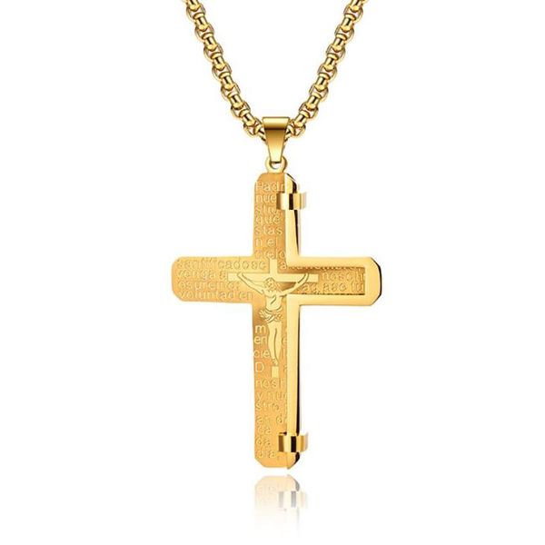 Подвесные ожерелья из нержавеющей стали Религиозное золото Христос Ожерелье Иисус модный библейский стих подарки для него с цепью