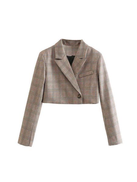 

women 2022 spring blazer long sleeve vintage suits buttons cropped jackets for female l220714, White;black