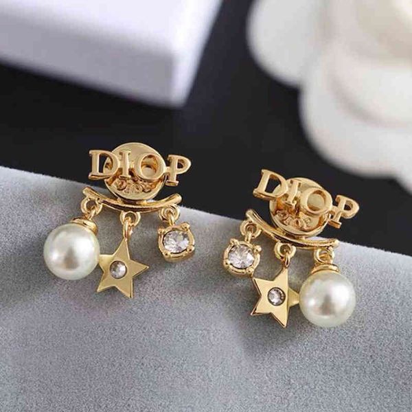 

2022 factory wholesale new dijia new star tassel pearl diamond inlaid simple earrings net red qpgp, Golden