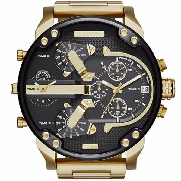 

relogio masculino mens watch sports wristwatches big face stainless steel quartz analog business army military watches gifts clock274l, Slivery;brown