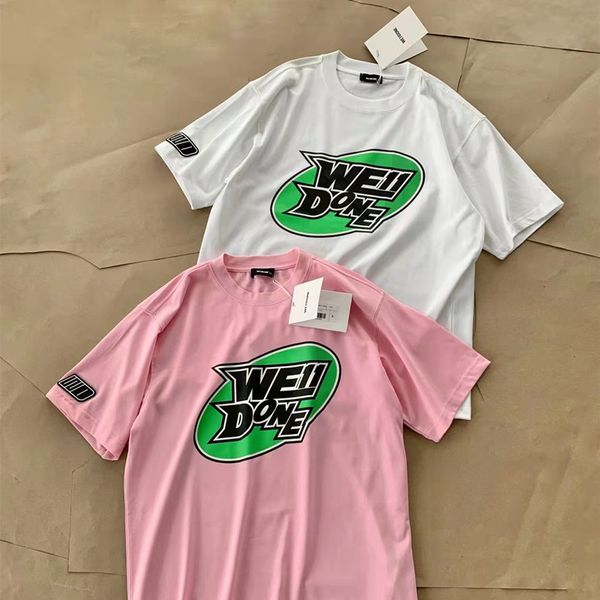 

22ss green print cotton t shirt men women fashion summer white tee, White;black