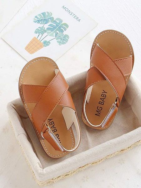 

kids crossover strap slingback sandals she02, Black;red