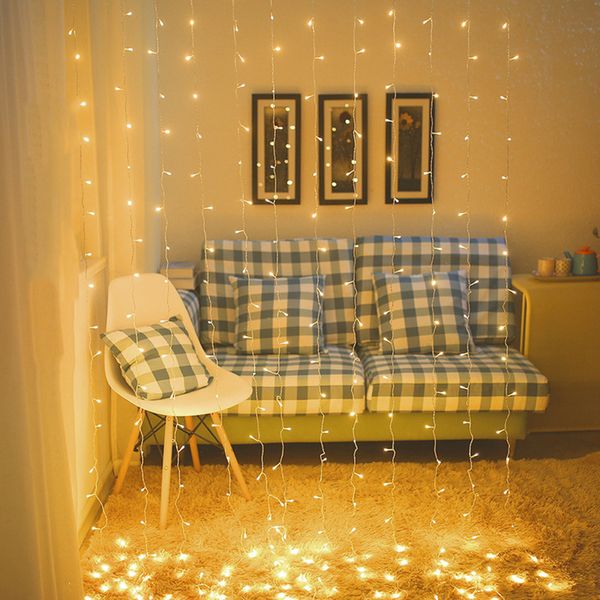 Anni di Natale Decor x 100V220V LED lucine tenda stringa lampada decorazione della camera da letto di nozze festa ghirlanda di luce Y201020