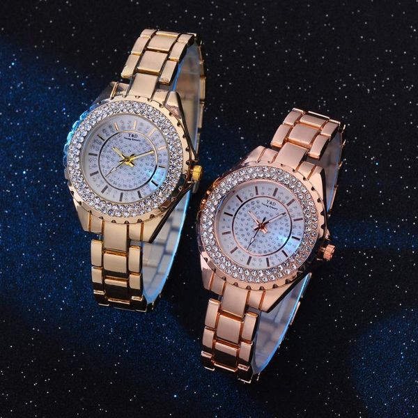 Orologi da polso Orologi da coppia di marca Orologi da polso da donna di lusso in stile europeo con diamanti Orologio da polso da uomo d'affari casual al quarzo in acciaio inossidabile