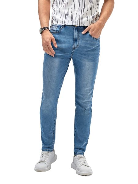 

men bleach wash skinny jeans 83ee#, Blue