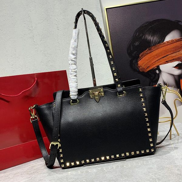 

realfine bags 3a 0037 29cm small grain calfskin leather studded handles handbags purses for women with dust bag