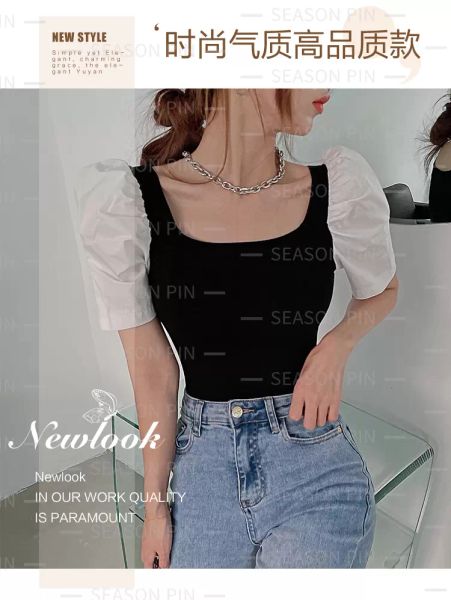 

women's tees short-sleeved summer new design sense niche net red slim short 2022, White
