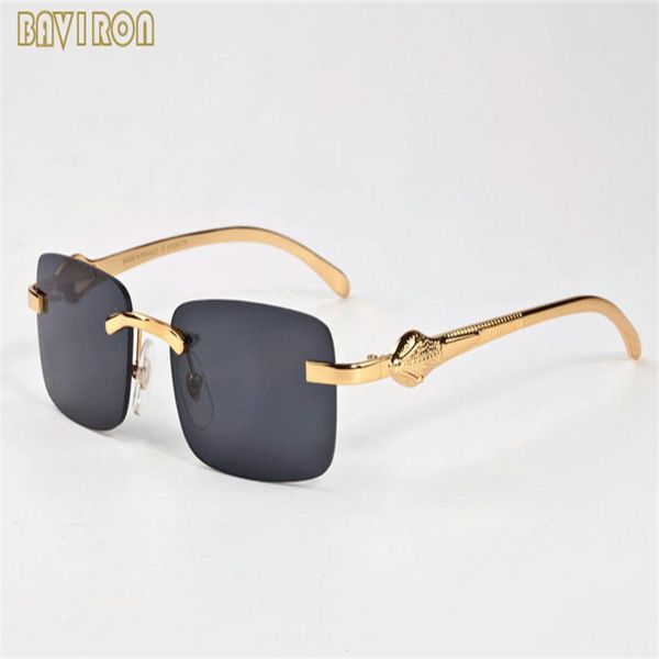 

2020 new mens fashion sunglasses gold frames rimless sunglasses man womens buffalo horn glasses with boxes lunettes gafas de sol289d, White;black