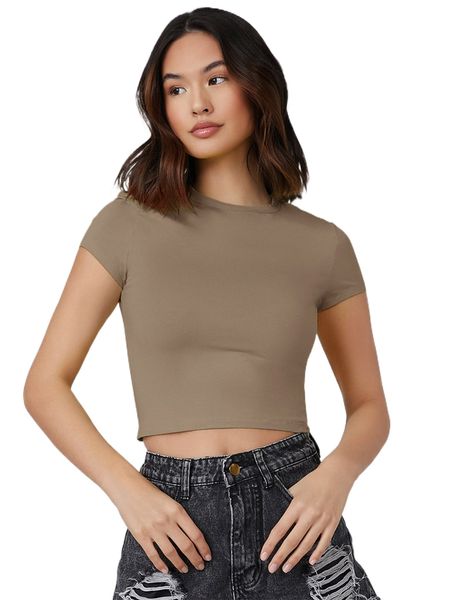 

cap sleeve solid crop h0l7#, White