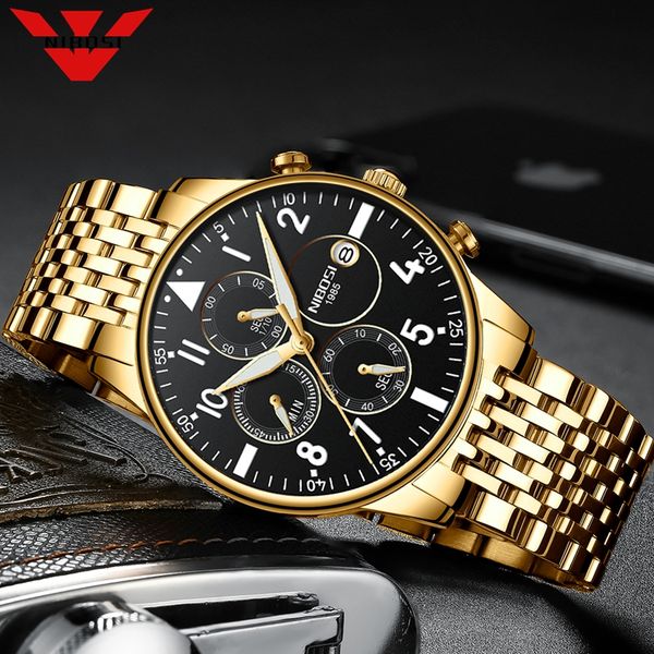 

nibosi mens watches brand luxury luminous display waterproof watch sport chronograph quartz wrist watch relogio masculino