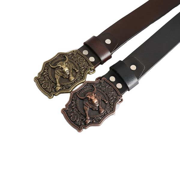 

men's whole retro leather belt 38mm snap buckle bullpunk western cowboy wide belts fashion personality european and american long belt, Black;brown