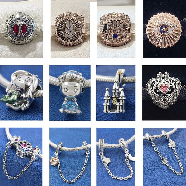 925 STERLING Gümüş Dangle Charm Aşk Kalp Aslan Balık Oyuncakları Boncuk Boncuk Fit Pandora Takılar Bilezik Diy Takı Aksesuarları