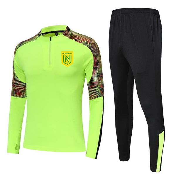 

fc nantes kids size 4xs to 2xl running tracksuits sets men outdoor football suits home kits jackets pant sportswear hiking soccer 293h, Black;blue