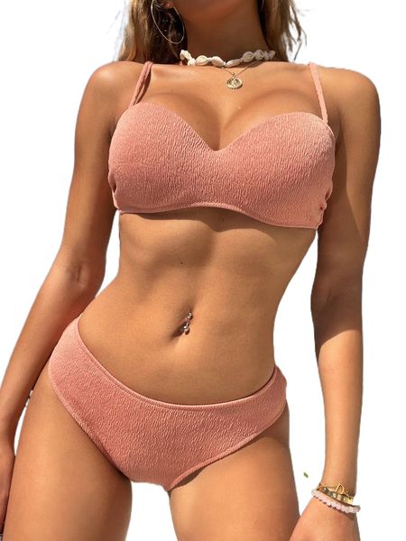 

knot back push up bikini swimsuit 54lm#, White;black