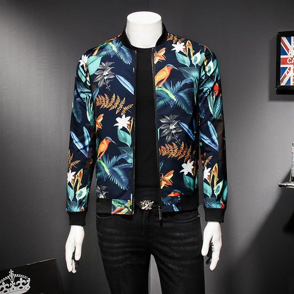 

mens pattern jacket floral print male jacket vintage classic fashion bomber jackets men party club outfit men oversize278d, Black;brown