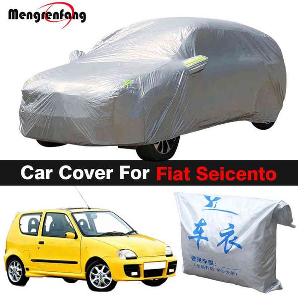 

full car cover outdoor anti-uv sun shade rain snow resistant dust proof auto cover for fiat 600 seicento w220322