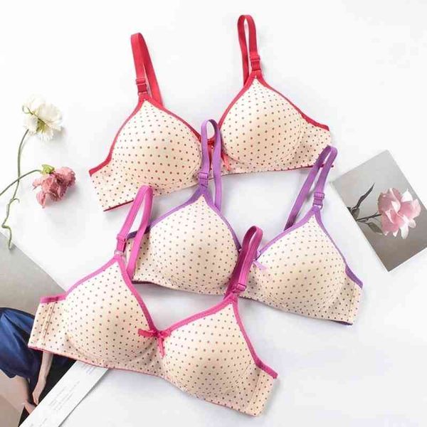 Giapponese carino fiocco sottile modello A B coppa donna cotone ciotola reggiseno traspirante punto d'onda senza montatura biancheria intima regolabile senza ferretto reggiseni L220726