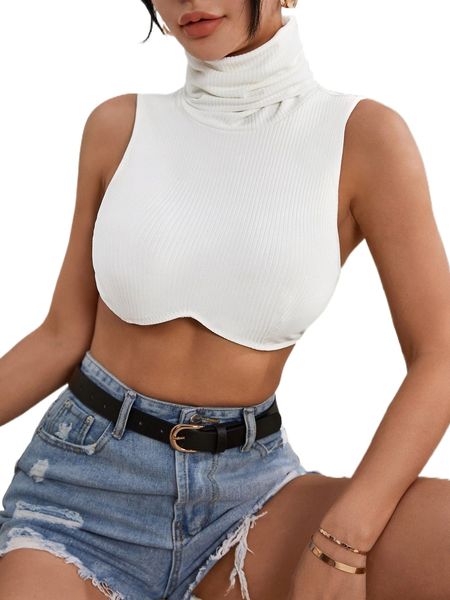 

high neck crop h0my#, White
