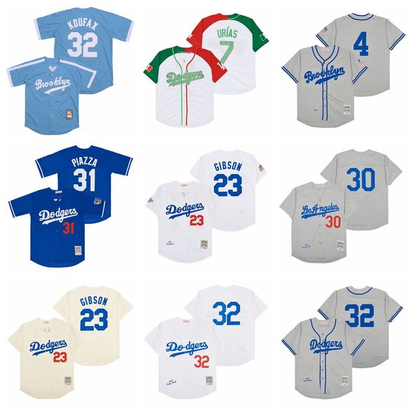 

throwback 1945 1955 1958 baseball 32 sandy koufax jersey vintage 7 julio urias 23 kirk gibson 30 maury wills 4 duke snider 31 mike piazza 19, Blue;black