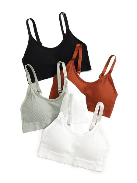 

4pcs seamless medium support sports bra n7t5#, Gray