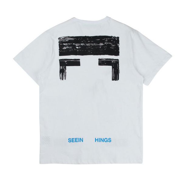 

brand mens fashion classic t shirts offs summer designer women loose tees quality t-shirt letter arrow oil painting black white tshirts lux, White;black