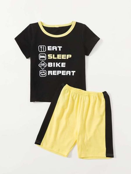 

toddler boys colorblock & letter graphic pj set she, Blue;red