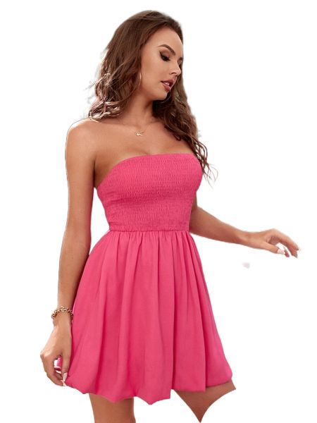 

solid shirred tube dress 72ds#, Black;gray