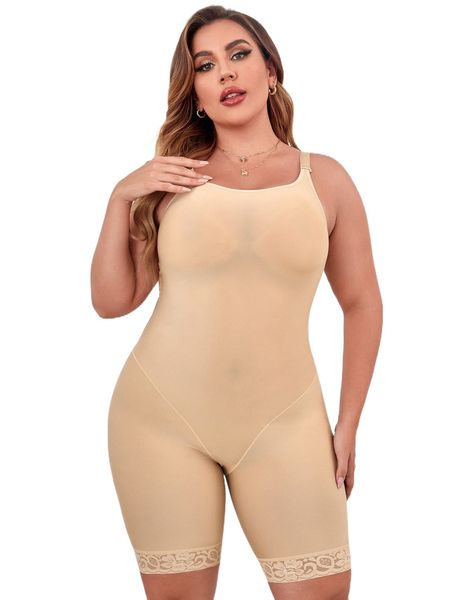 

plus contrast lace shapewear bodysuit 39cz#, Black;white