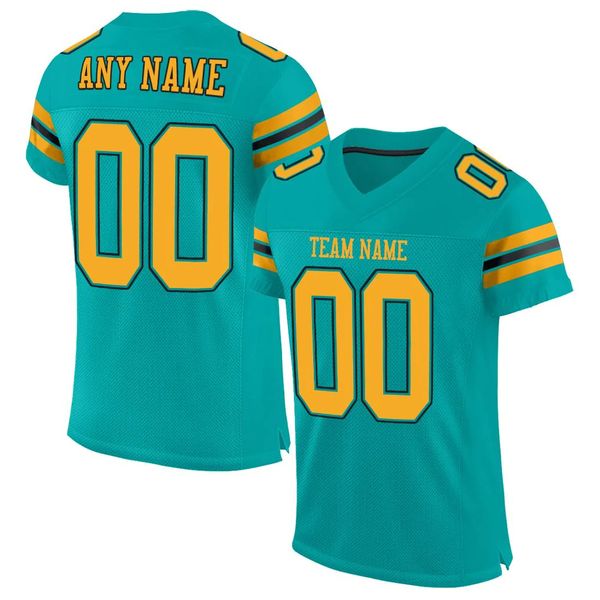 

custom aqua gold-black mesh authentic football jersey 223564