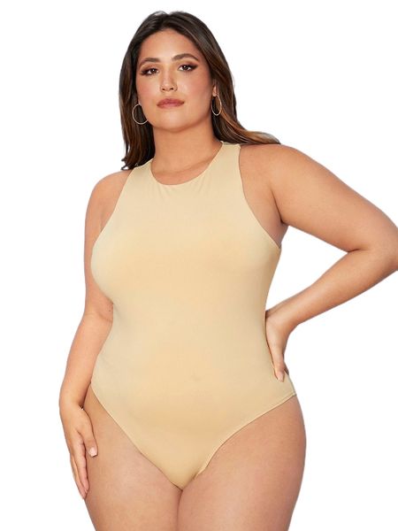 

plus slim fit tank bodysuit i6xg#, Black