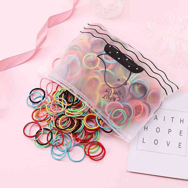 

100pcs/set bag packed girls cute colorful elastic hair bands gum for ponytail holder scrunchie headband fashion hair accessories aa220323, Pink