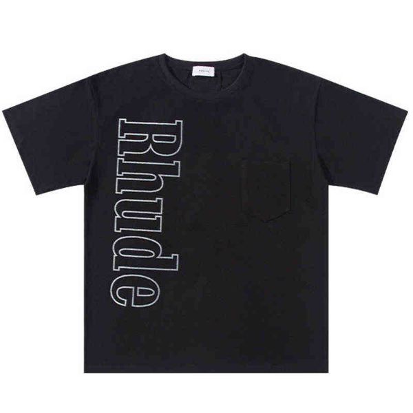 

rhude t-shirt men women short sleeve side print t shirt, White;black